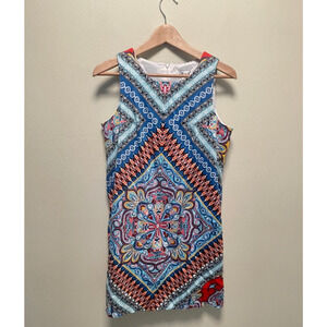 Vintage Womens Mini Dress Size 10 Colorful Mixed Media Sleeveless Artsy Boho Y2K